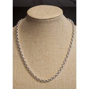 Vtg 925 Sterling Silver Rolo Belcher Link Necklace 20" Long Lobster Claw Clasp